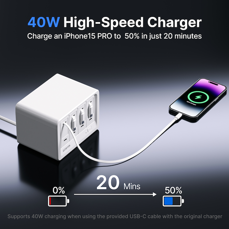 Gitryin Smart Desktop Charging Station 12-in-1 (40W Combo)