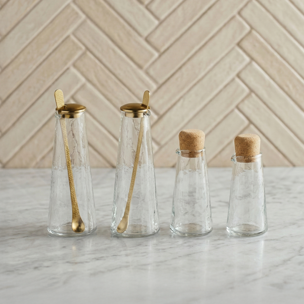 Handblown Glass and Brass Carafe