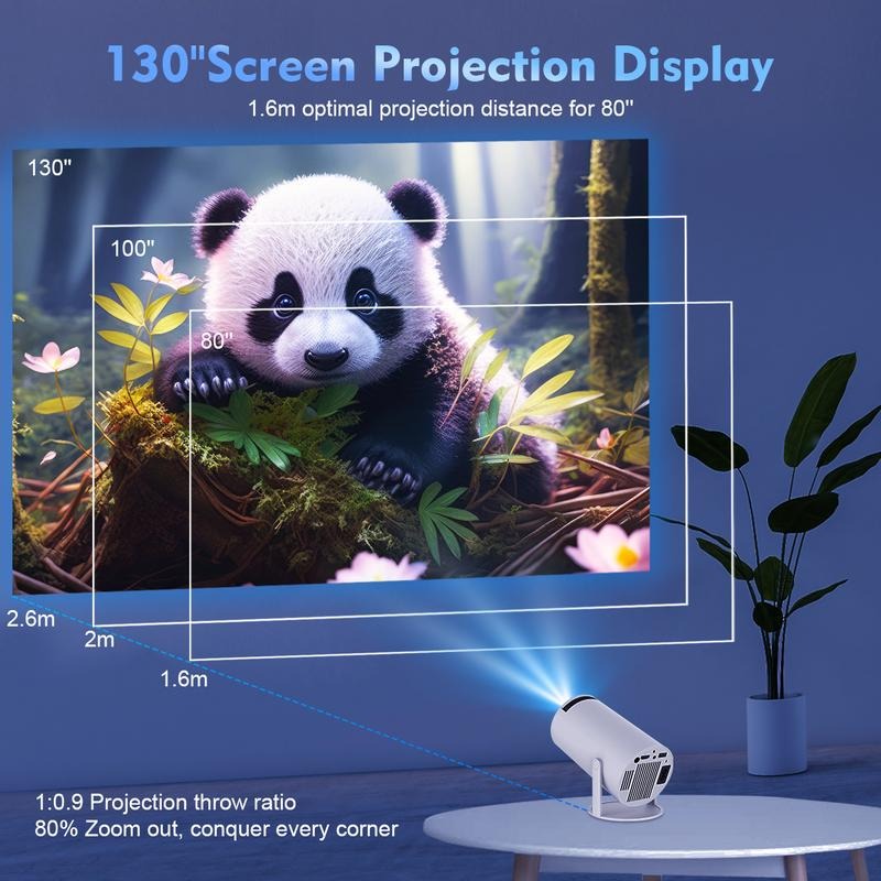Portable Smart Mini Projector – 720P Native, 4K Support & Android 11