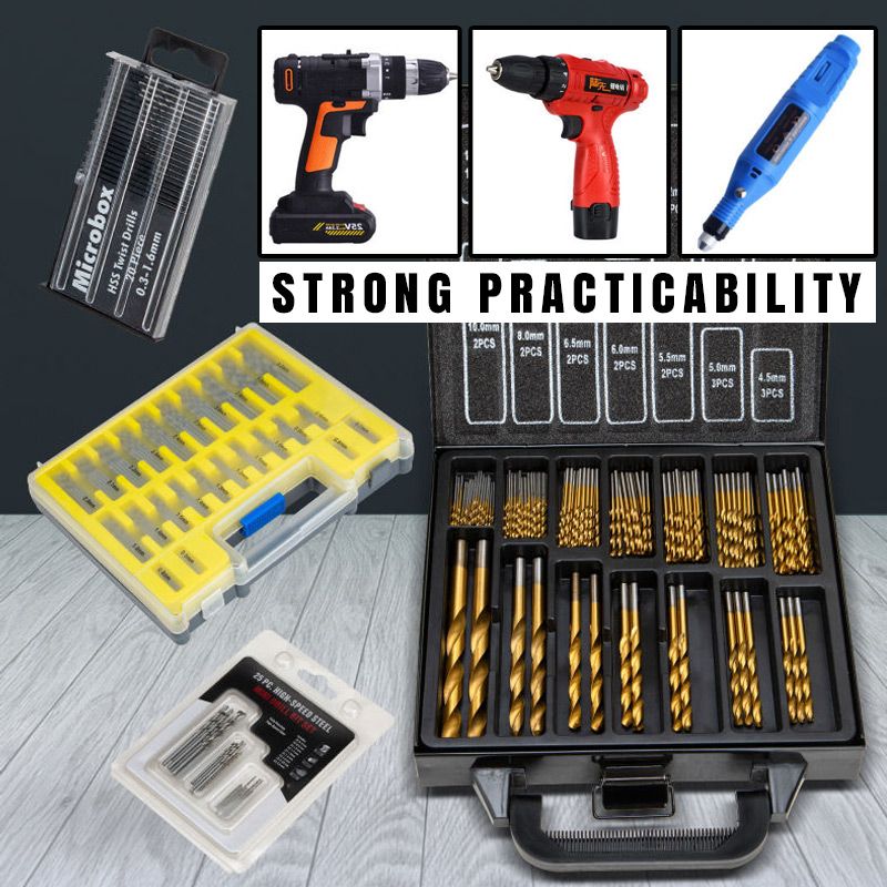 Titanium-plated high-speed steel drill bit set (multiple sets of specifications)