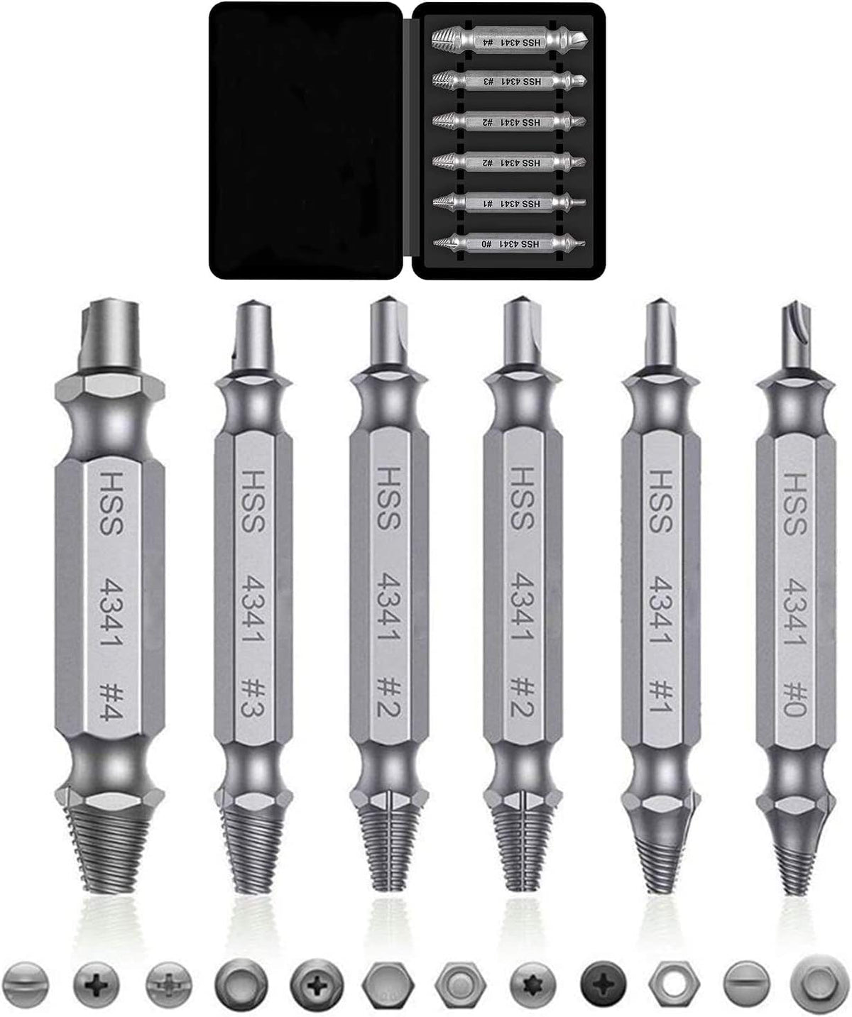 Universal Screw Extractor Set with Dual-Ended Bits