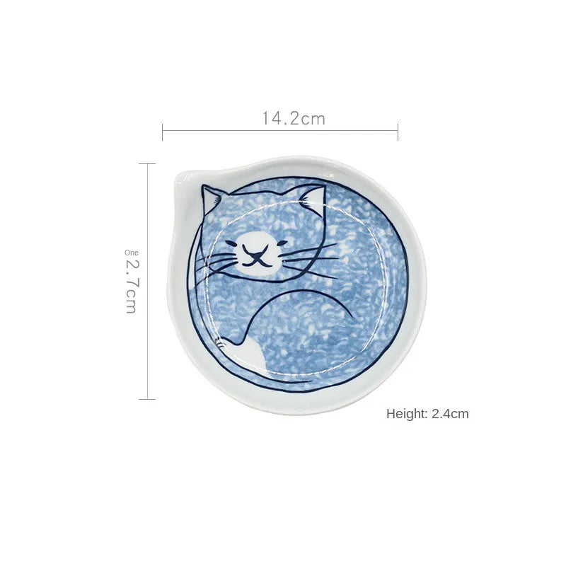 Cat Shaped Japanese Ceramic Plate