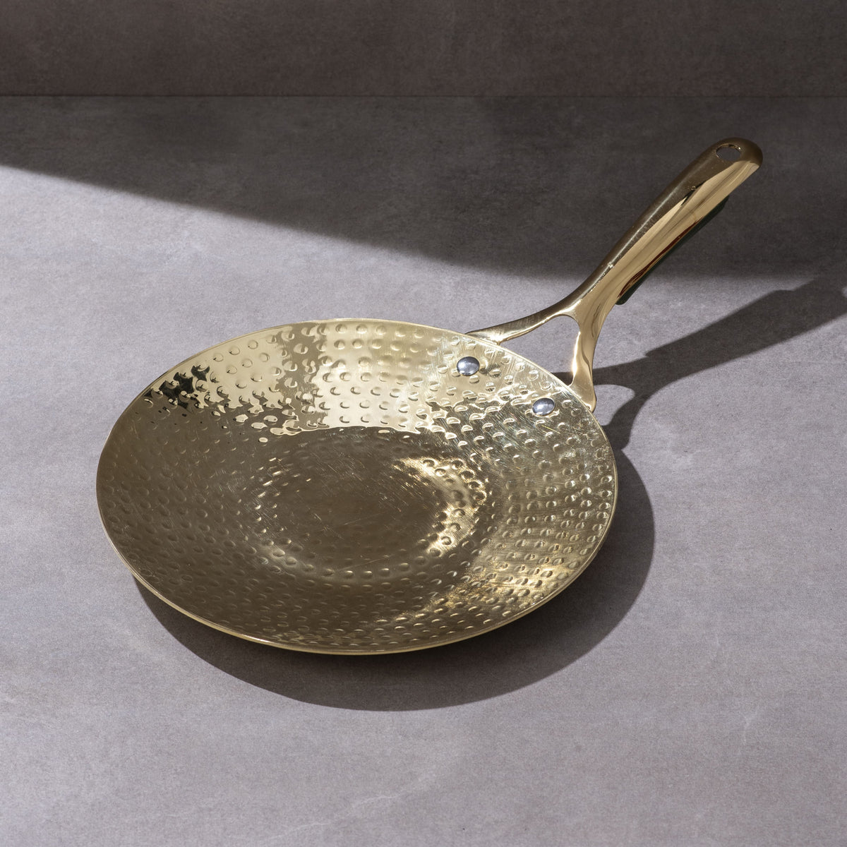 Brass Roti Tawa with Insulated steel base with golden PVD coating handle. Tawa/Griddle Pan