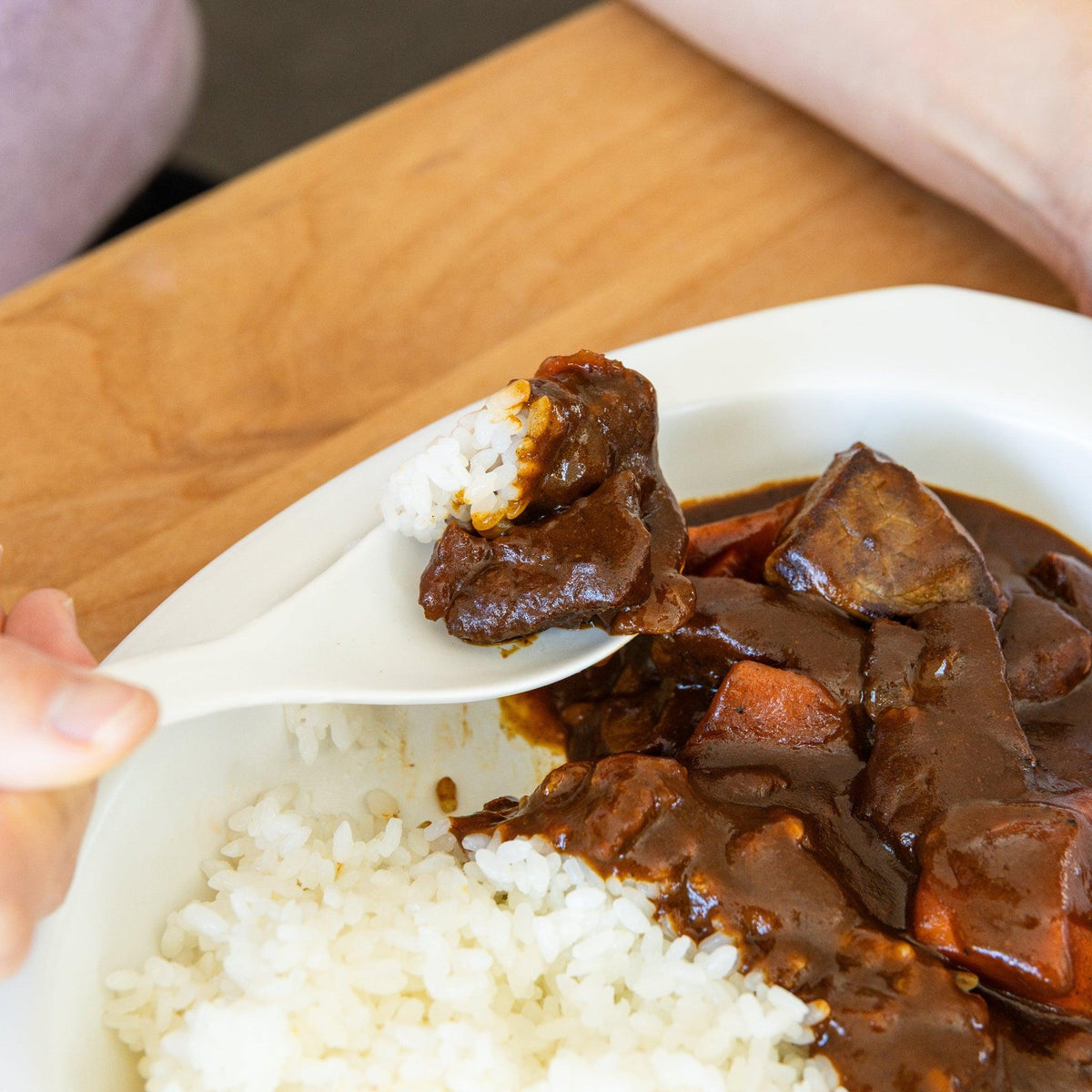 Easy Scoop Oval Ceramic Curry Plate