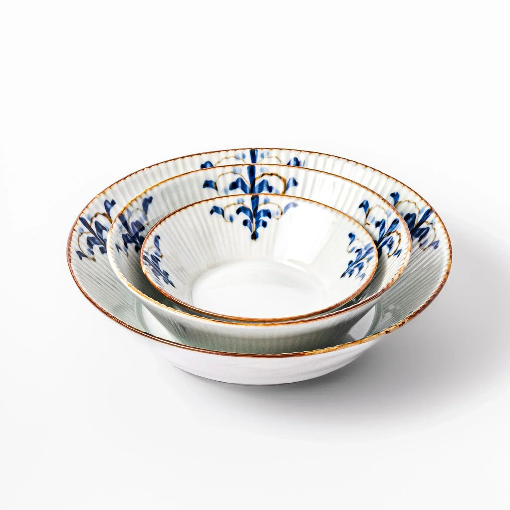 Floral Leaves Ridged Pasta Bowl