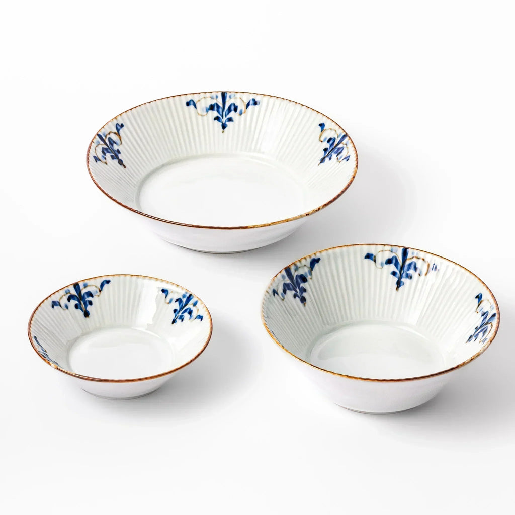 Floral Leaves Ridged Pasta Bowl