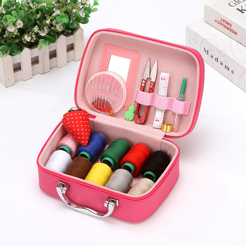 CraftVault Portable Sewing Kit in Faux Leather Case