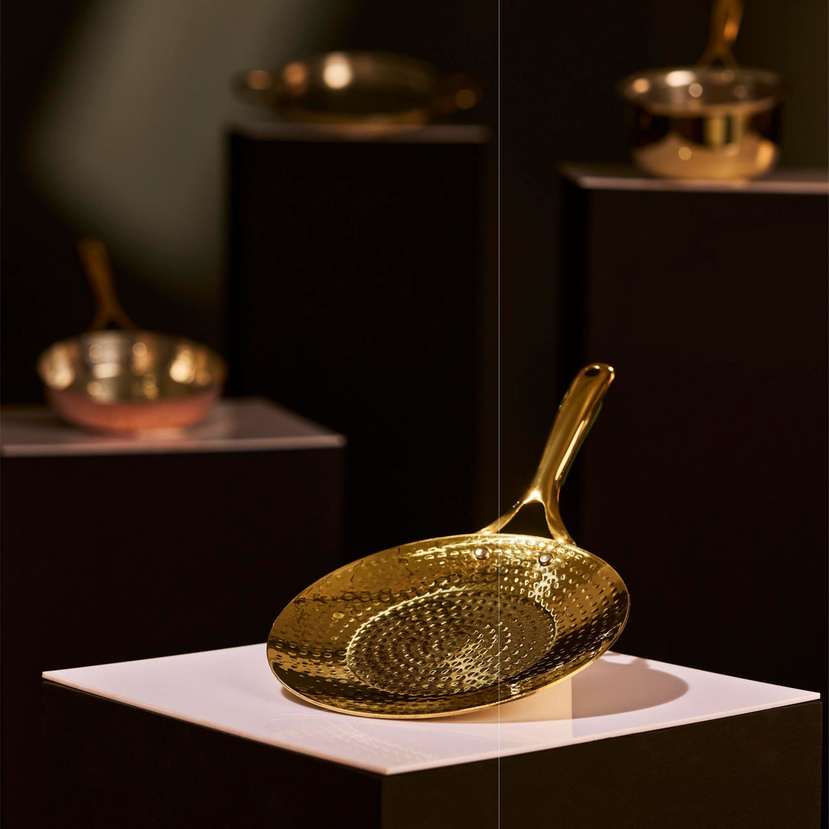 Brass Roti Tawa with Insulated steel base with golden PVD coating handle. Tawa/Griddle Pan