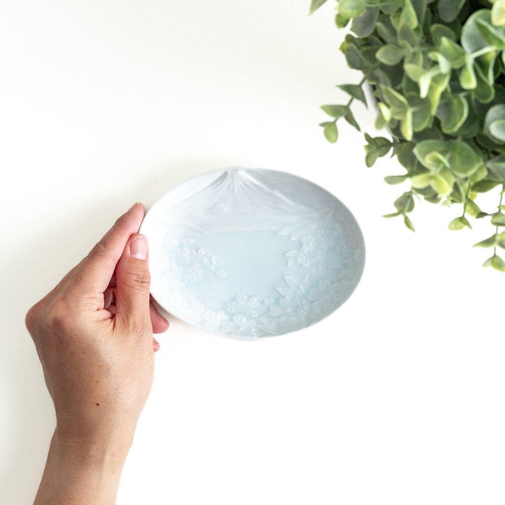 Celadon Mount Fuji Cherry Blossom Dessert Plate
