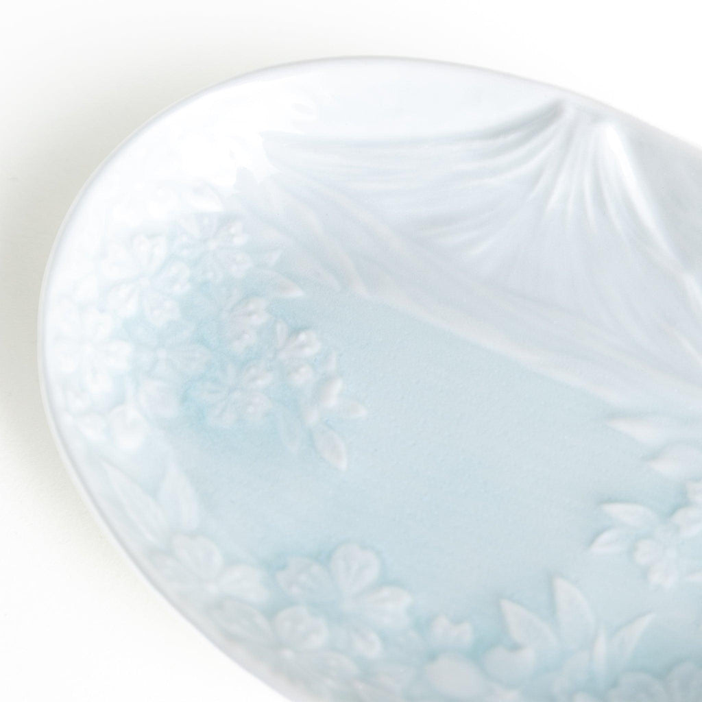 Celadon Mount Fuji Cherry Blossom Dessert Plate