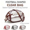 Football Shaped Clear Crossbody Bag | Stadium Approved Transparent Purse with Gold-Tone Zipper & Leather Trim | Perfect Game Day Essential