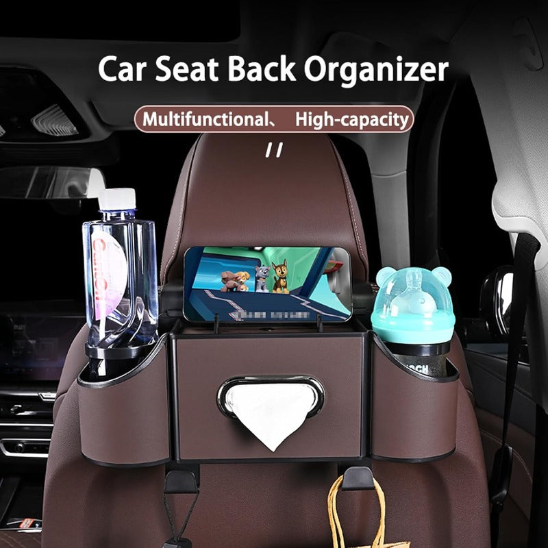 Multifunctional Nappa Leather Car Backseat Organizer