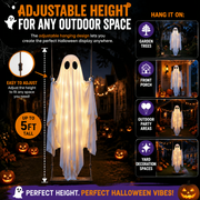 🎁HOT DEAL – Up to 49% OFF🔥Halloween Decorations OutdoorHanging Swing Ghost Halloween Decor with String Lights, Spooky Cute Ghosts Decorations for Front Porch Yard Tree