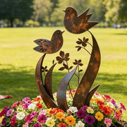⏳Time-Limited Special⏰Rustic Bird & Flower Metal Garden Stake