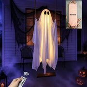 🎁HOT DEAL – Up to 49% OFF🔥Halloween Decorations OutdoorHanging Swing Ghost Halloween Decor with String Lights, Spooky Cute Ghosts Decorations for Front Porch Yard Tree