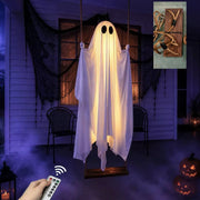 🎁HOT DEAL – Up to 49% OFF🔥Halloween Decorations OutdoorHanging Swing Ghost Halloween Decor with String Lights, Spooky Cute Ghosts Decorations for Front Porch Yard Tree