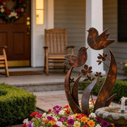 ⏳Time-Limited Special⏰Rustic Bird & Flower Metal Garden Stake