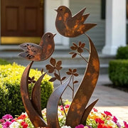 ⏳Time-Limited Special⏰Rustic Bird & Flower Metal Garden Stake