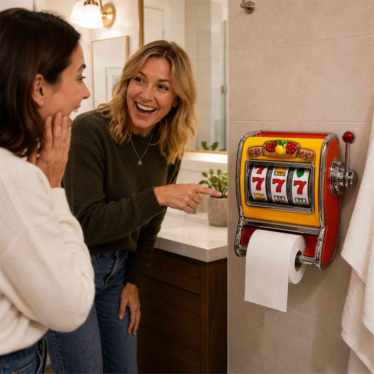Retro Slot Machine Shaped Limited Edition Toilet Paper Holder, Wall-Mounted Toilet Wall Decor, Restroom Accessory, Housewarming Gift for Friends