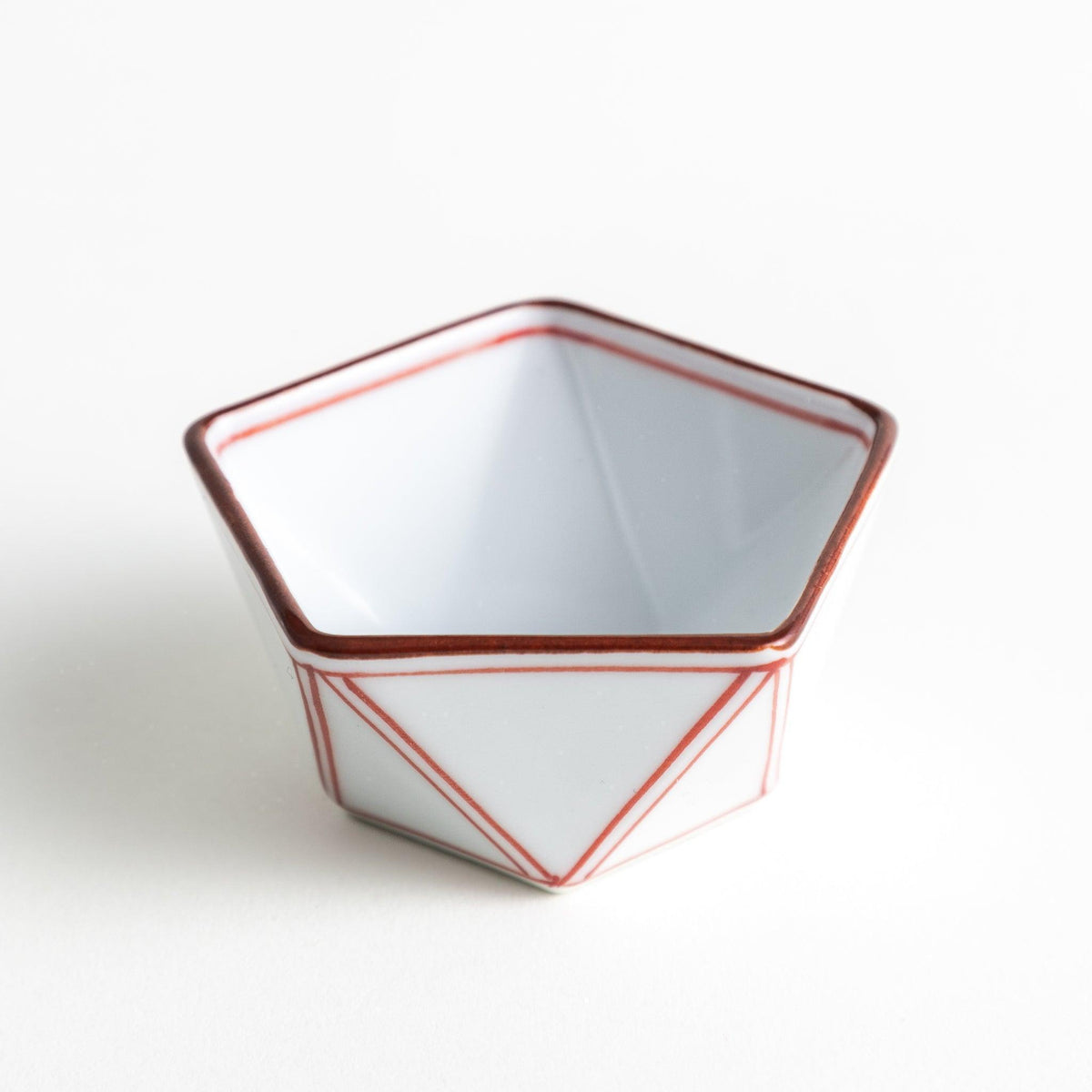 Red Lined Pentagonal Condiment Bowl
