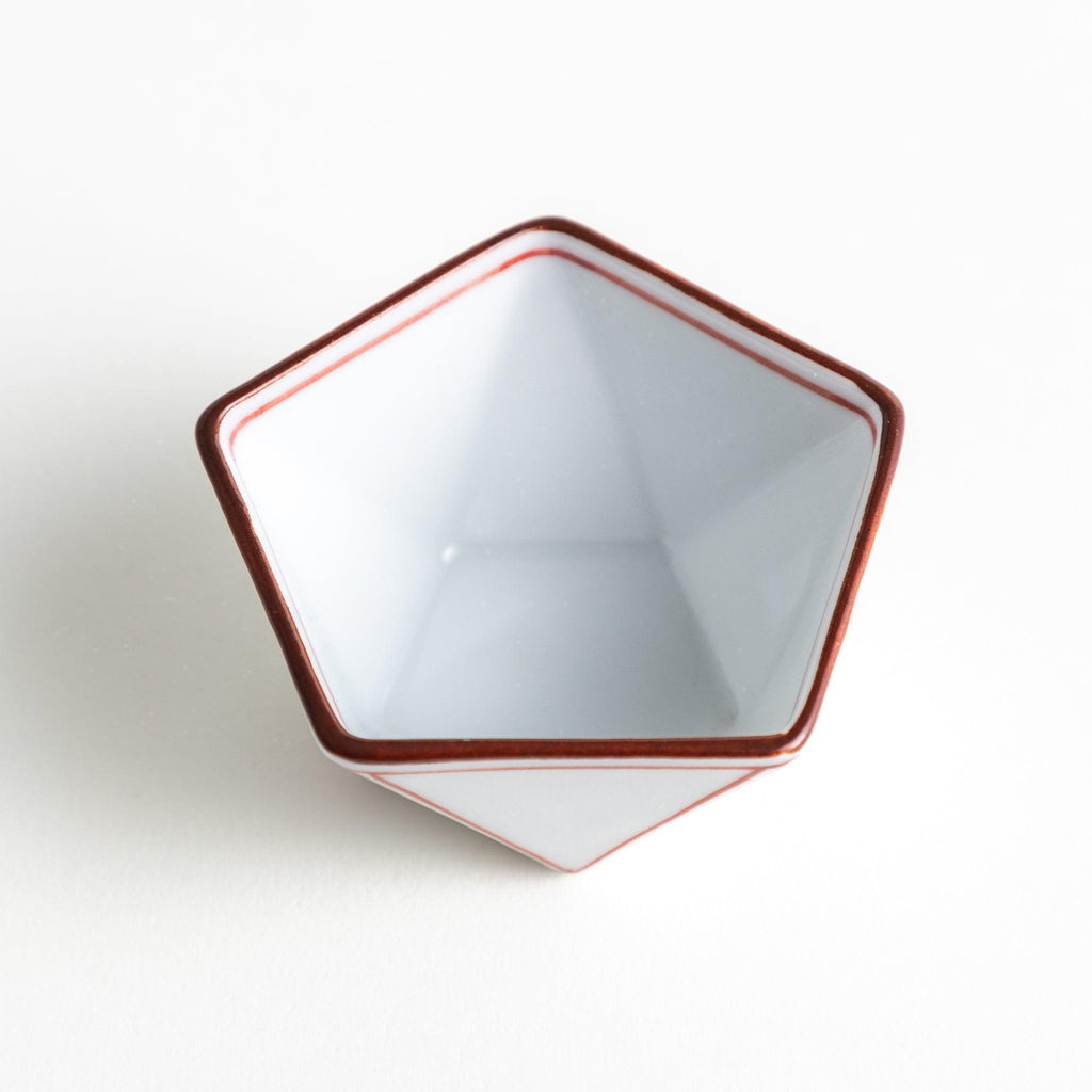 Red Lined Pentagonal Condiment Bowl