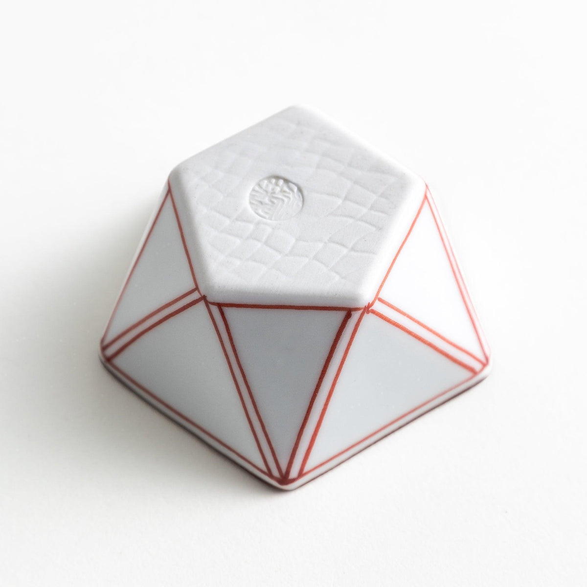 Red Lined Pentagonal Condiment Bowl