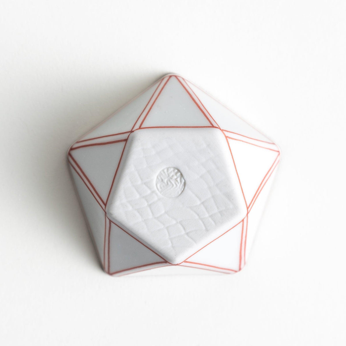 Red Lined Pentagonal Condiment Bowl