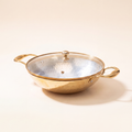 Brass Wok with Glass lid (Circular & Deep cooking/ serving Utensil)