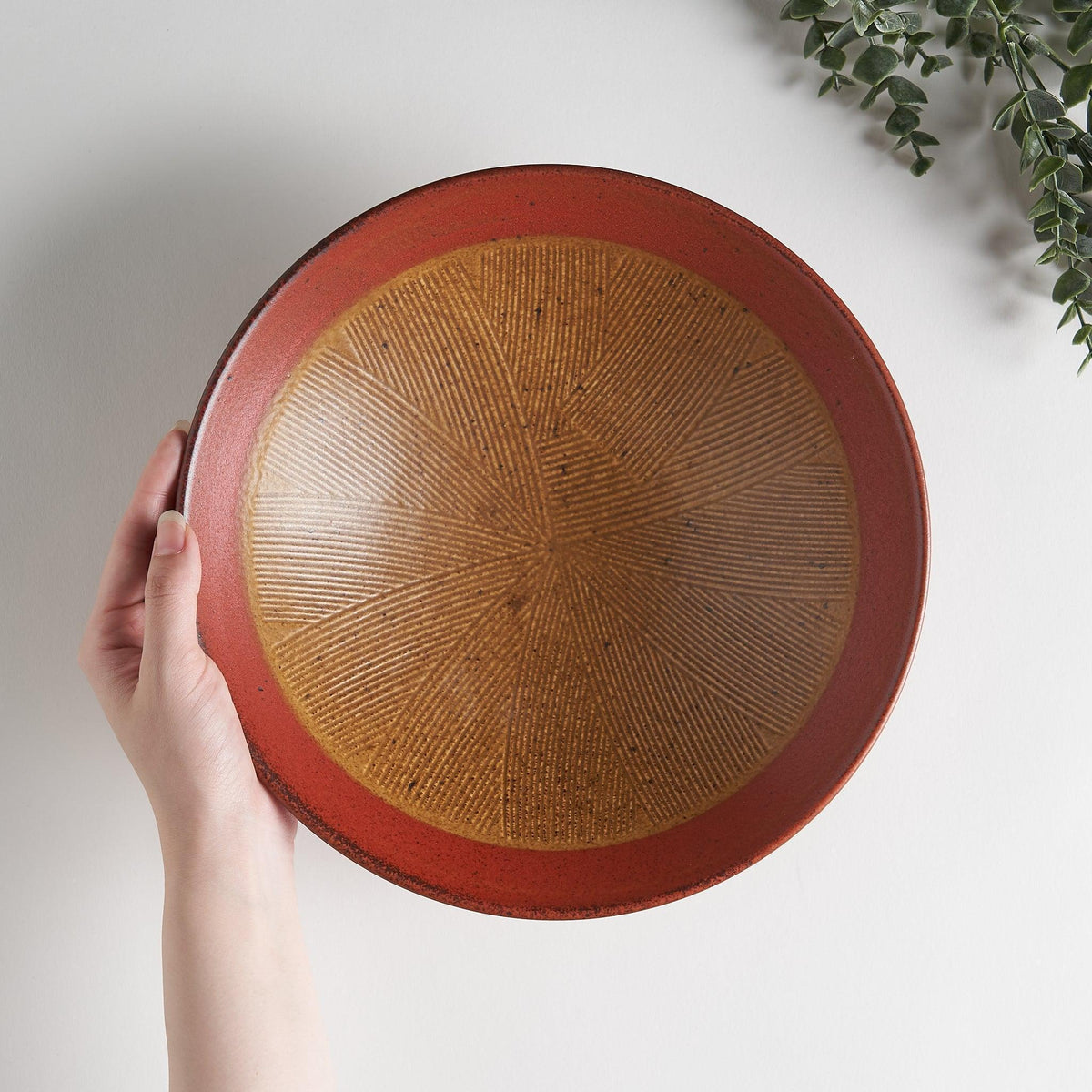 Rustic Red Comb Pattern Pasta Bowl