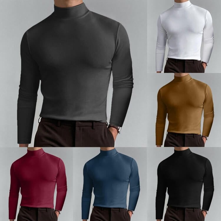 🔥HOT SALE 60% OFF🔥Mens High Neck Slim Fit Long Sleeve T-shirt