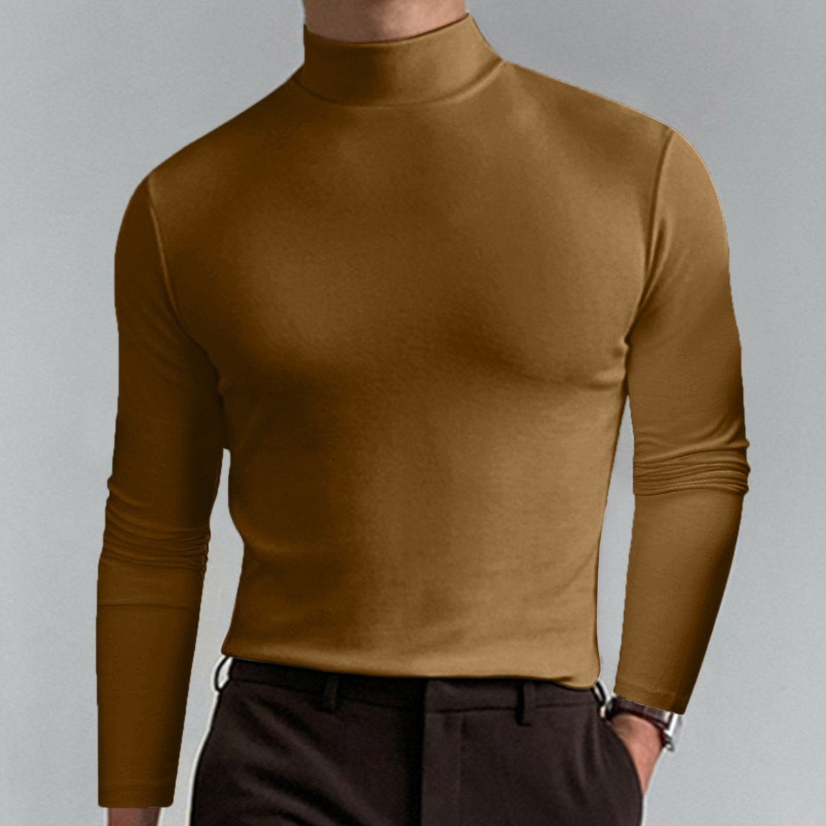 🔥HOT SALE 60% OFF🔥Mens High Neck Slim Fit Long Sleeve T-shirt