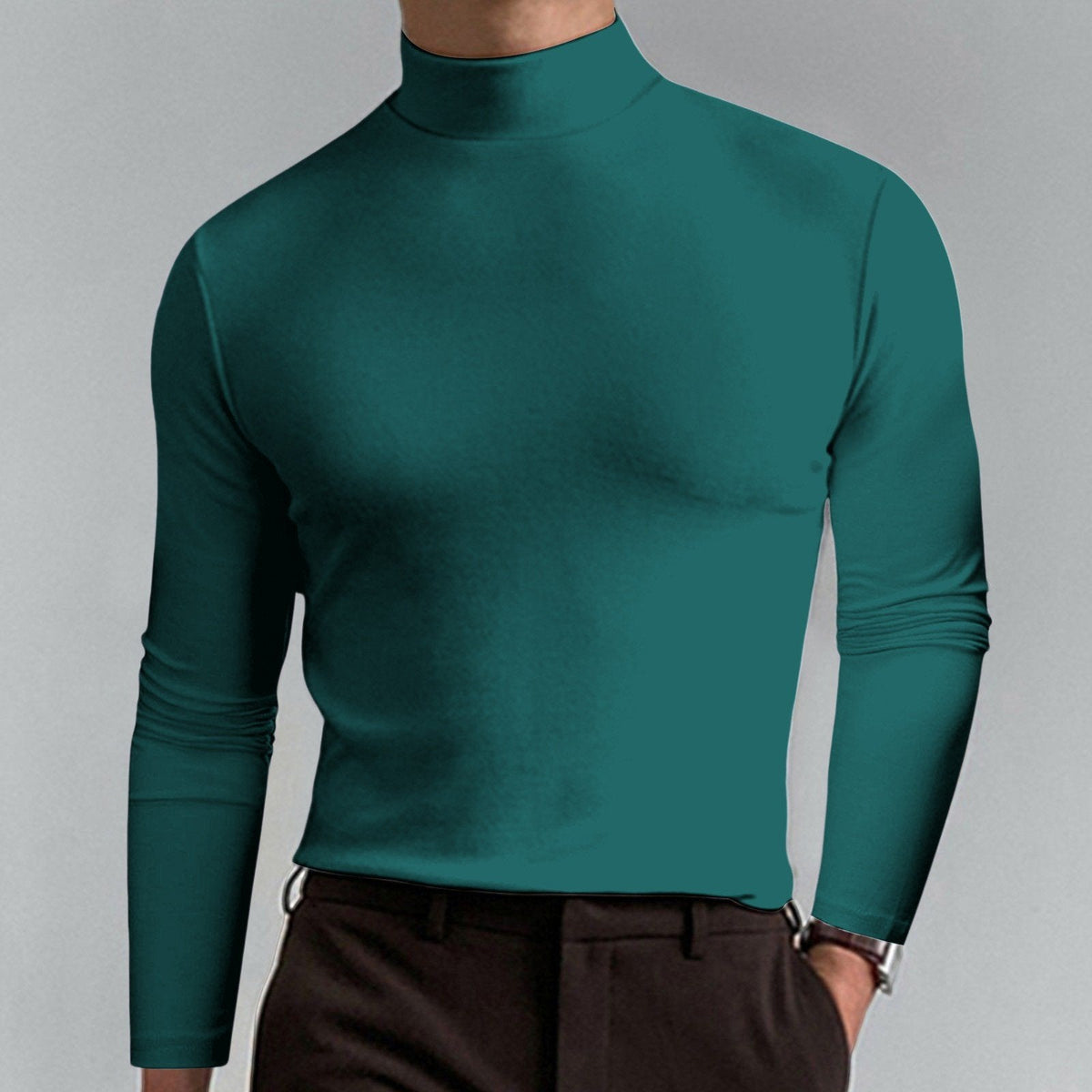 🔥HOT SALE 60% OFF🔥Mens High Neck Slim Fit Long Sleeve T-shirt