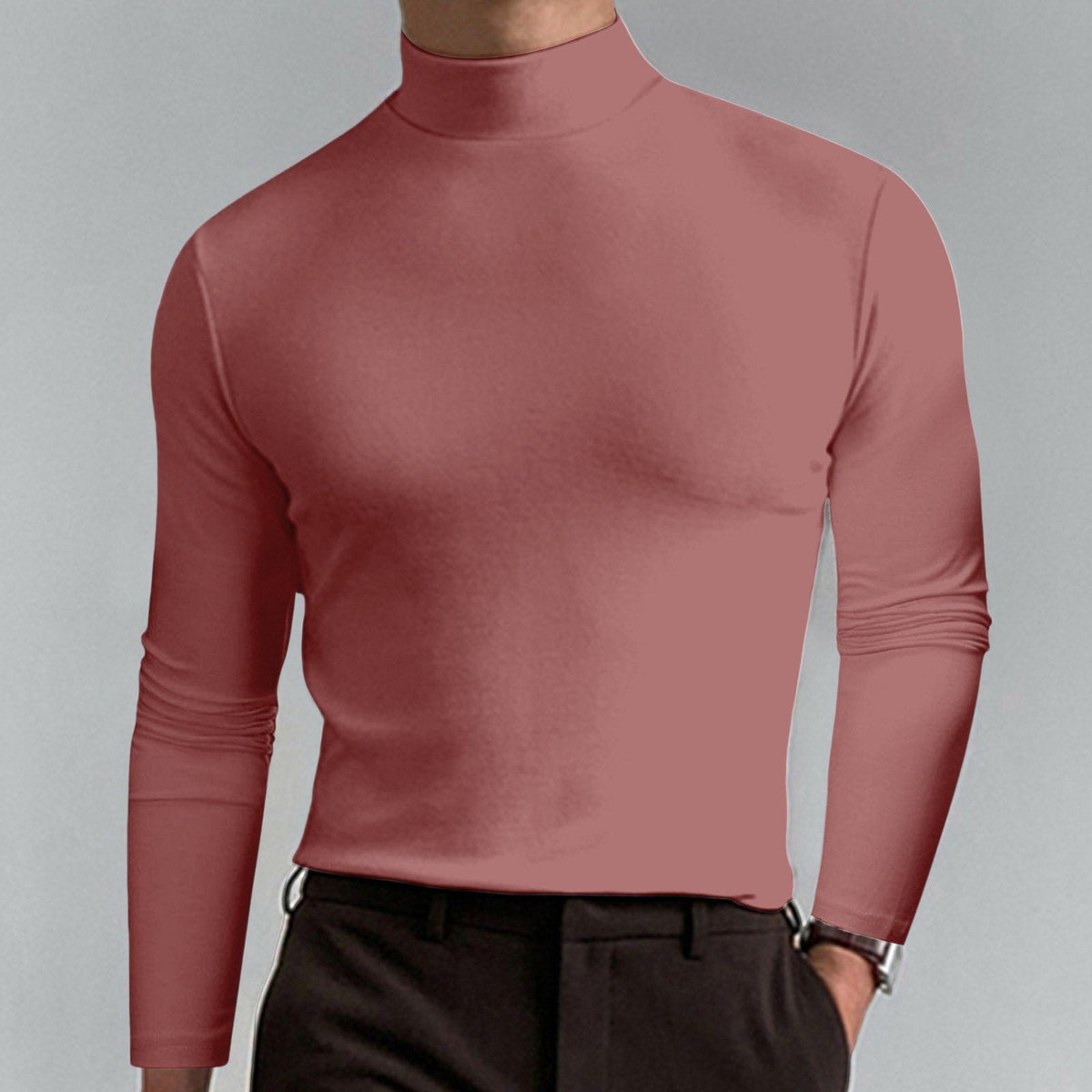 🔥HOT SALE 60% OFF🔥Mens High Neck Slim Fit Long Sleeve T-shirt