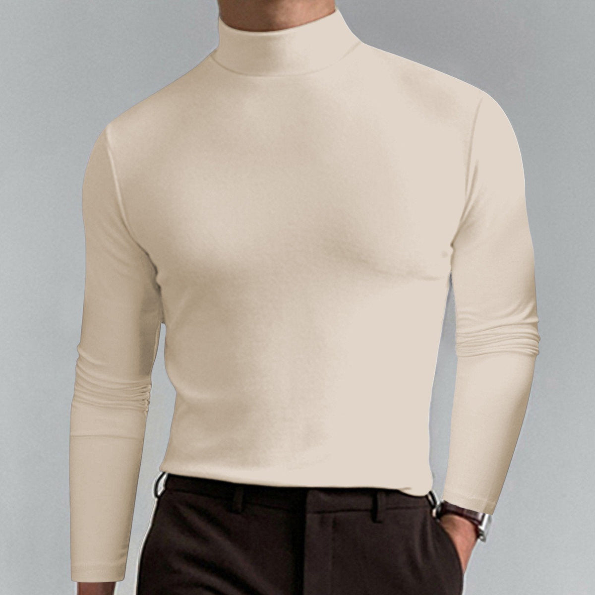 🔥HOT SALE 60% OFF🔥Mens High Neck Slim Fit Long Sleeve T-shirt