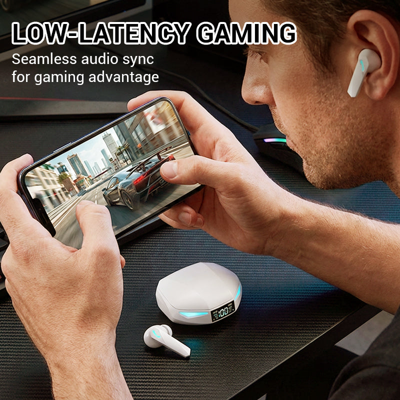 Low-Latency Wireless Earbuds with LED Display
