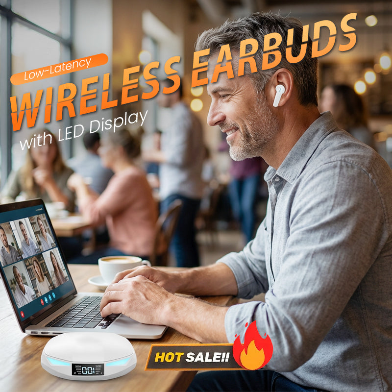 Low-Latency Wireless Earbuds with LED Display