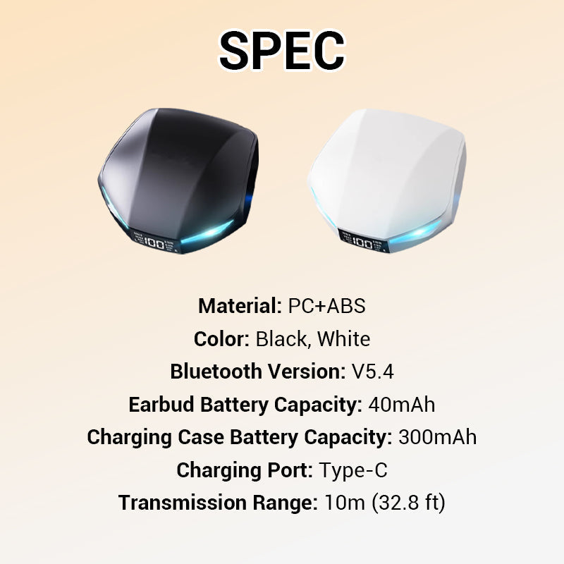 Low-Latency Wireless Earbuds with LED Display